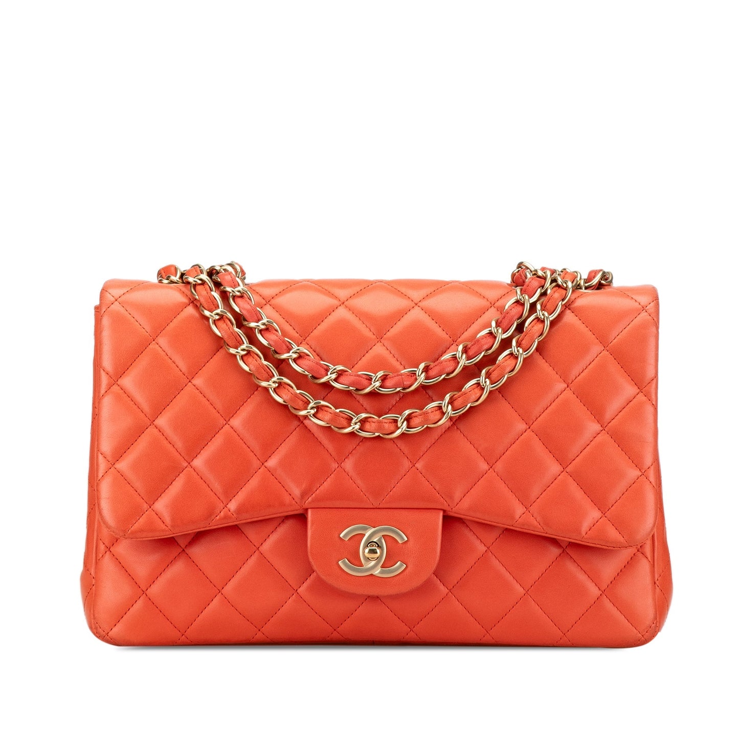 Chanel Jumbo Classic Lambskin Single Flap Orange