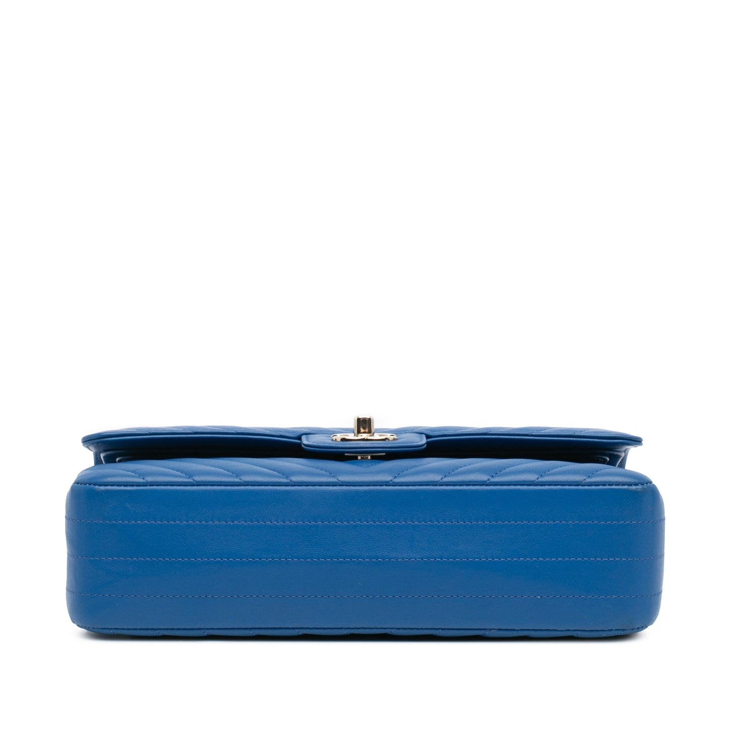 Chanel Medium Classic Chevron Lambskin Double Flap Blue