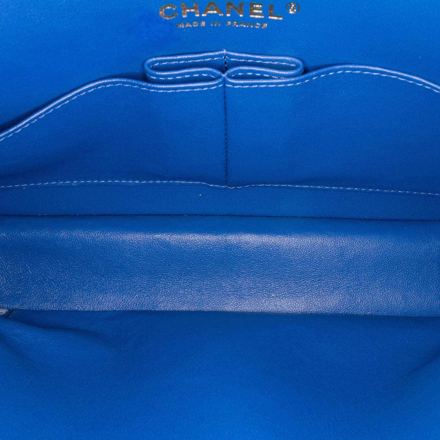 Chanel Medium Classic Chevron Lambskin Double Flap Blue