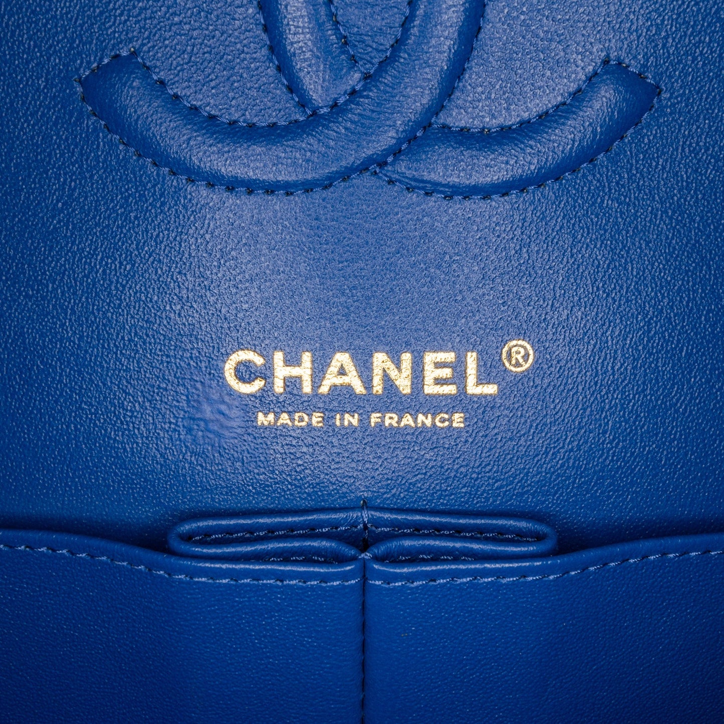 Chanel Medium Classic Chevron Lambskin Double Flap Blue