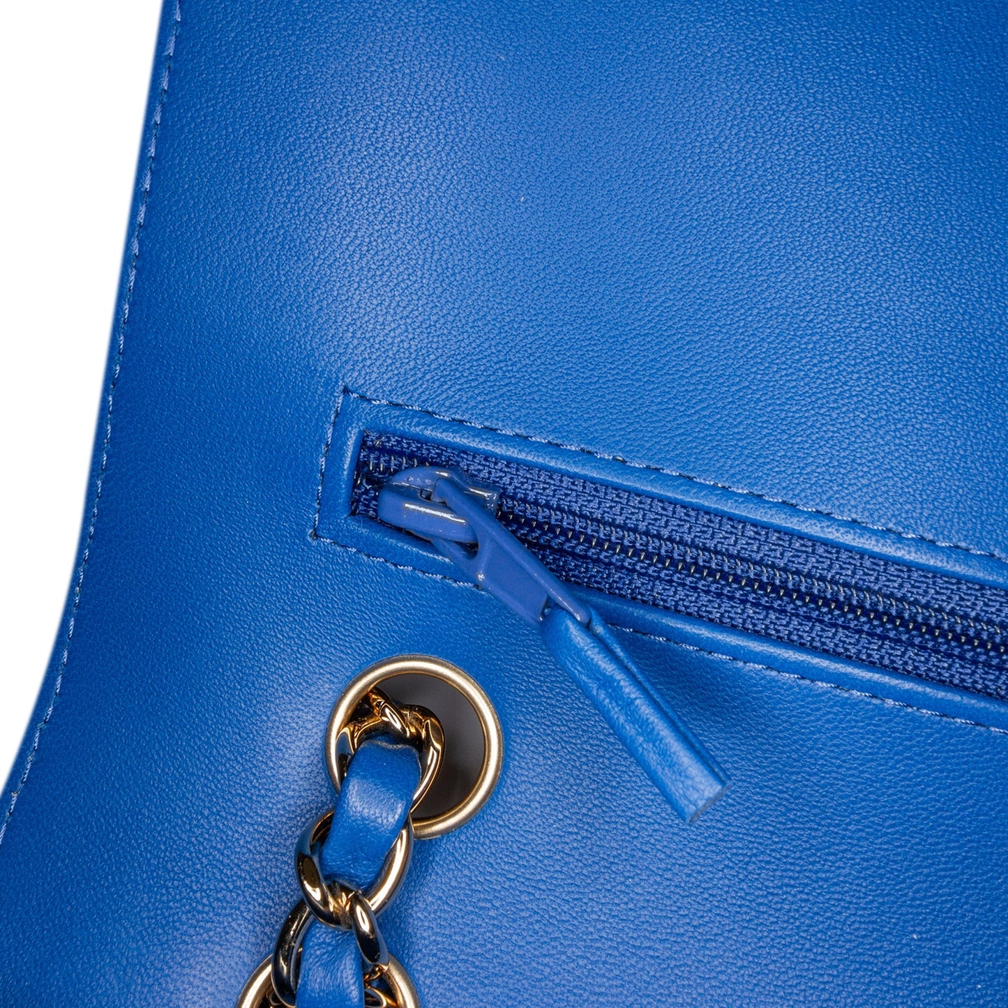 Chanel Medium Classic Chevron Lambskin Double Flap Blue
