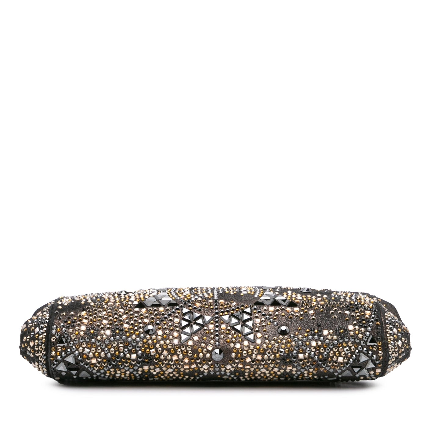Chanel CC Glitter Lambskin Studded Frame Clutch on Chain Black