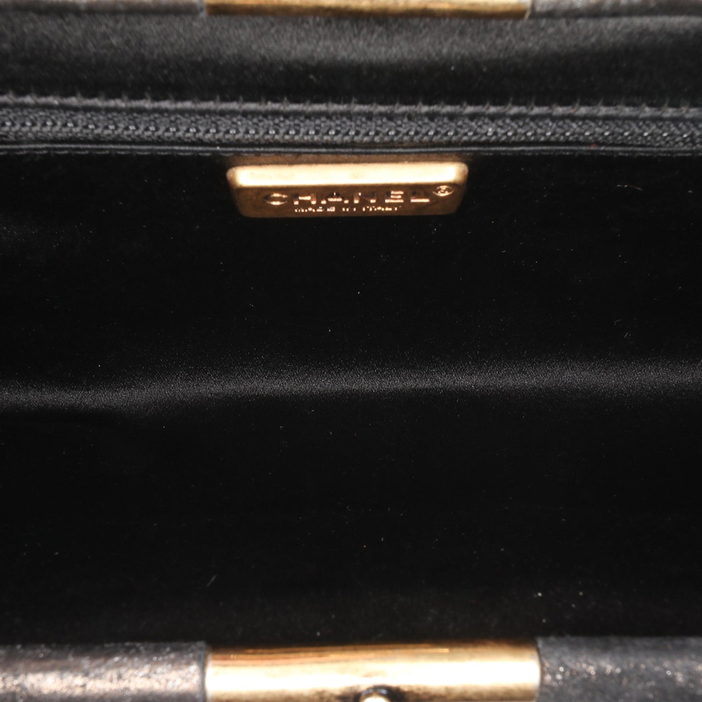 Chanel CC Glitter Lambskin Studded Frame Clutch on Chain Black