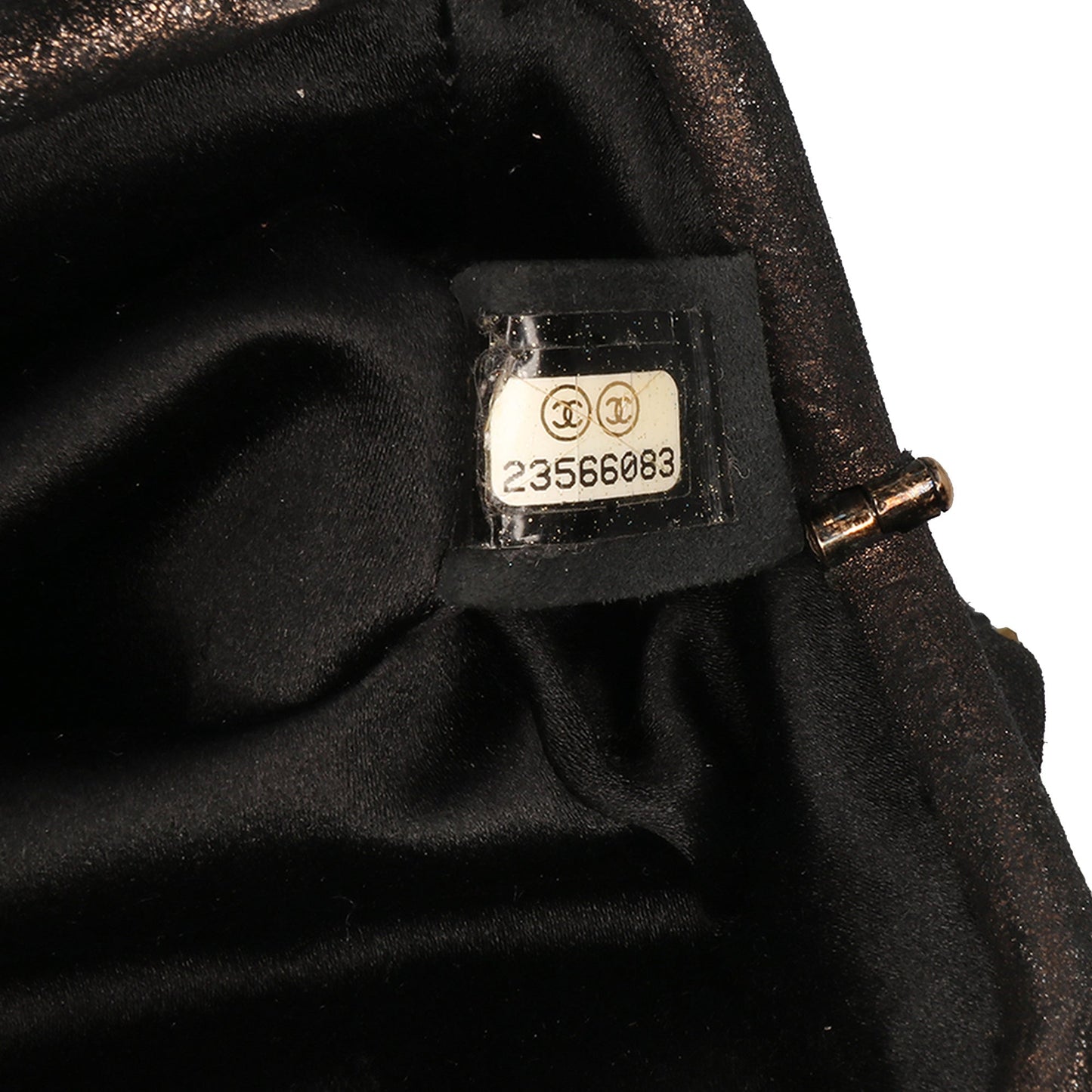 Chanel CC Glitter Lambskin Studded Frame Clutch on Chain Black