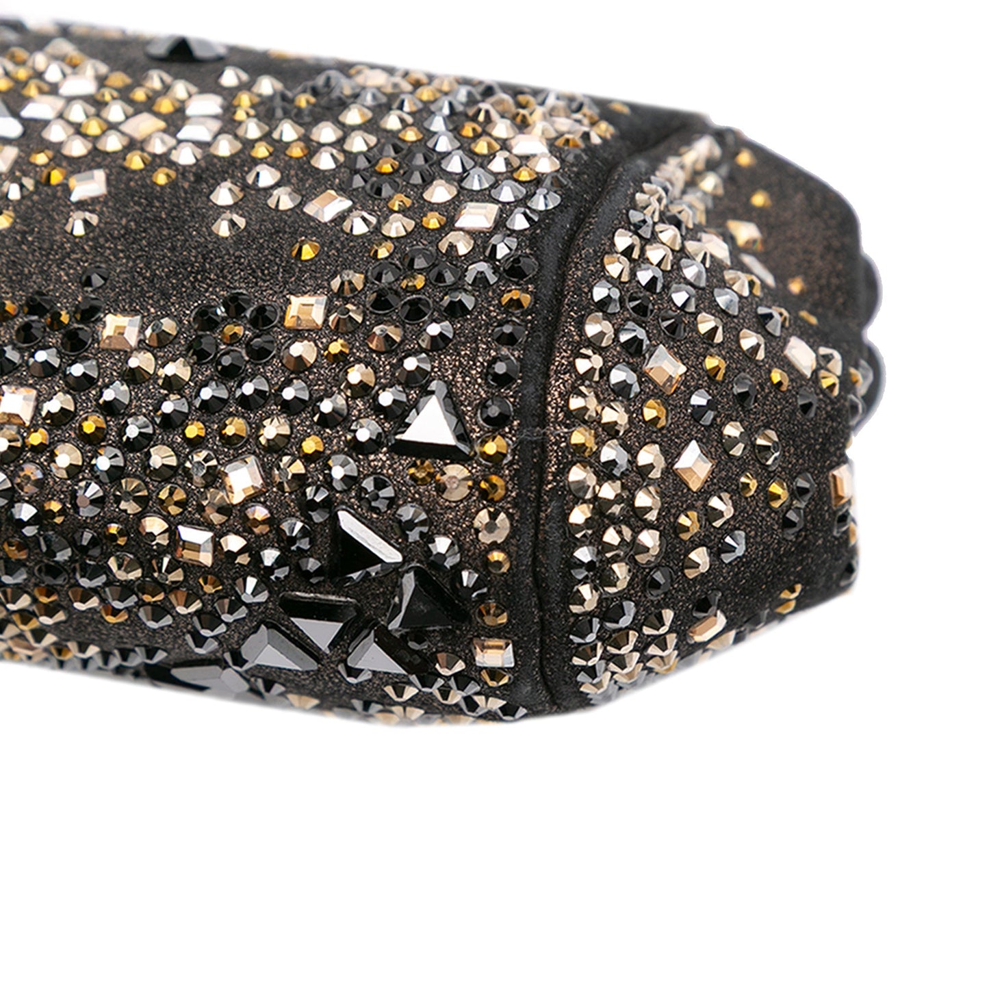 Chanel CC Glitter Lambskin Studded Frame Clutch on Chain Black