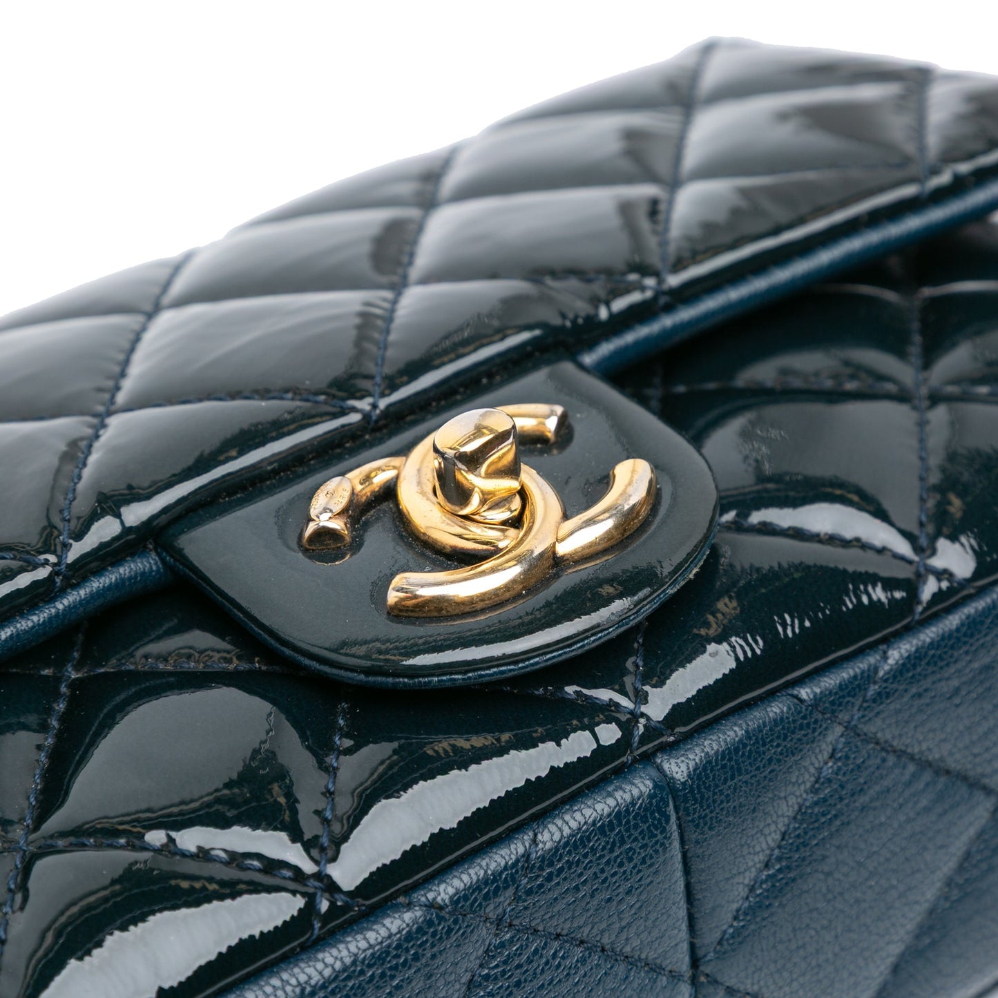 Chanel Paris-Salzburg Small Patent and Goatskin CC Eyelet Flap Blue