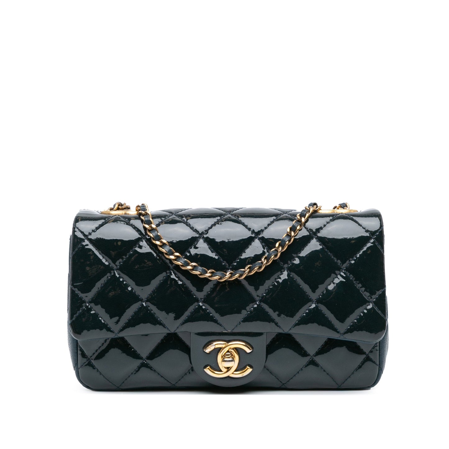Chanel Paris-Salzburg Small Patent and Goatskin CC Eyelet Flap Blue