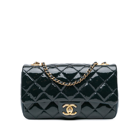 Chanel Paris-Salzburg Small Patent and Goatskin CC Eyelet Flap Blue