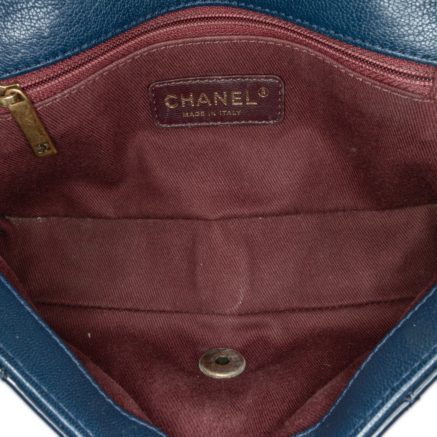 Chanel Paris-Salzburg Small Patent and Goatskin CC Eyelet Flap Blue