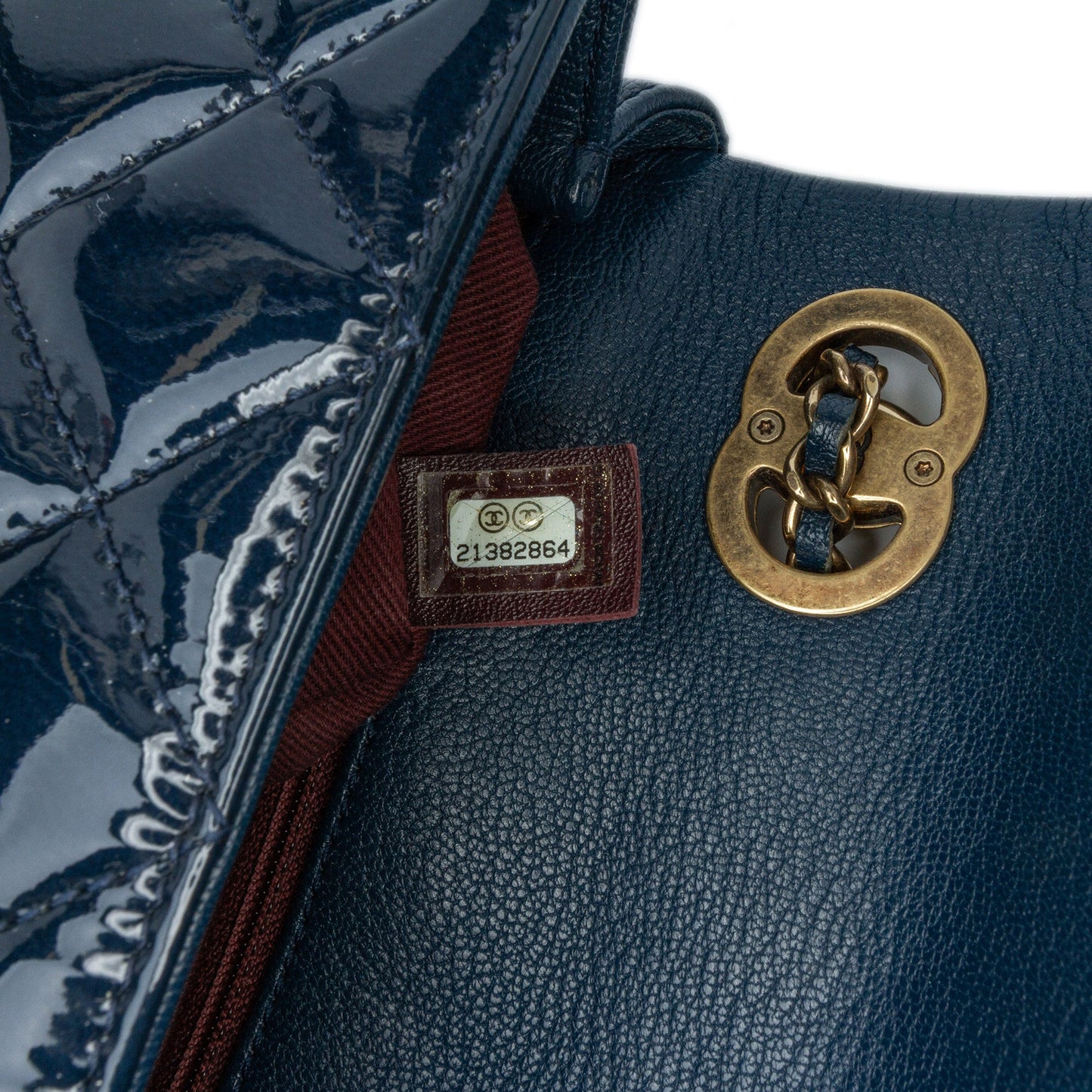 Chanel Paris-Salzburg Small Patent and Goatskin CC Eyelet Flap Blue
