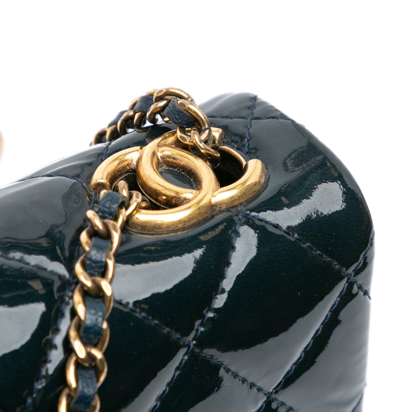 Chanel Paris-Salzburg Small Patent and Goatskin CC Eyelet Flap Blue