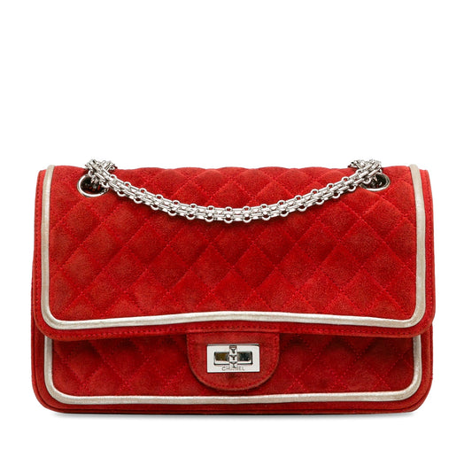 Chanel Medium Suede Re-issue 2.55 Double Flap Red
