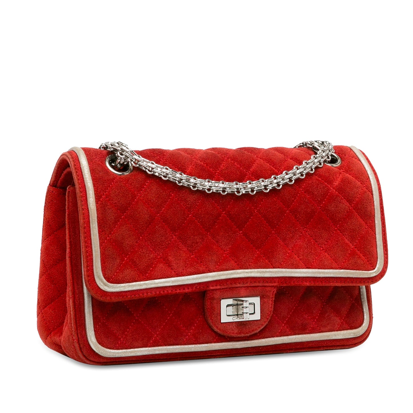 Chanel Medium Suede Re-issue 2.55 Double Flap Red