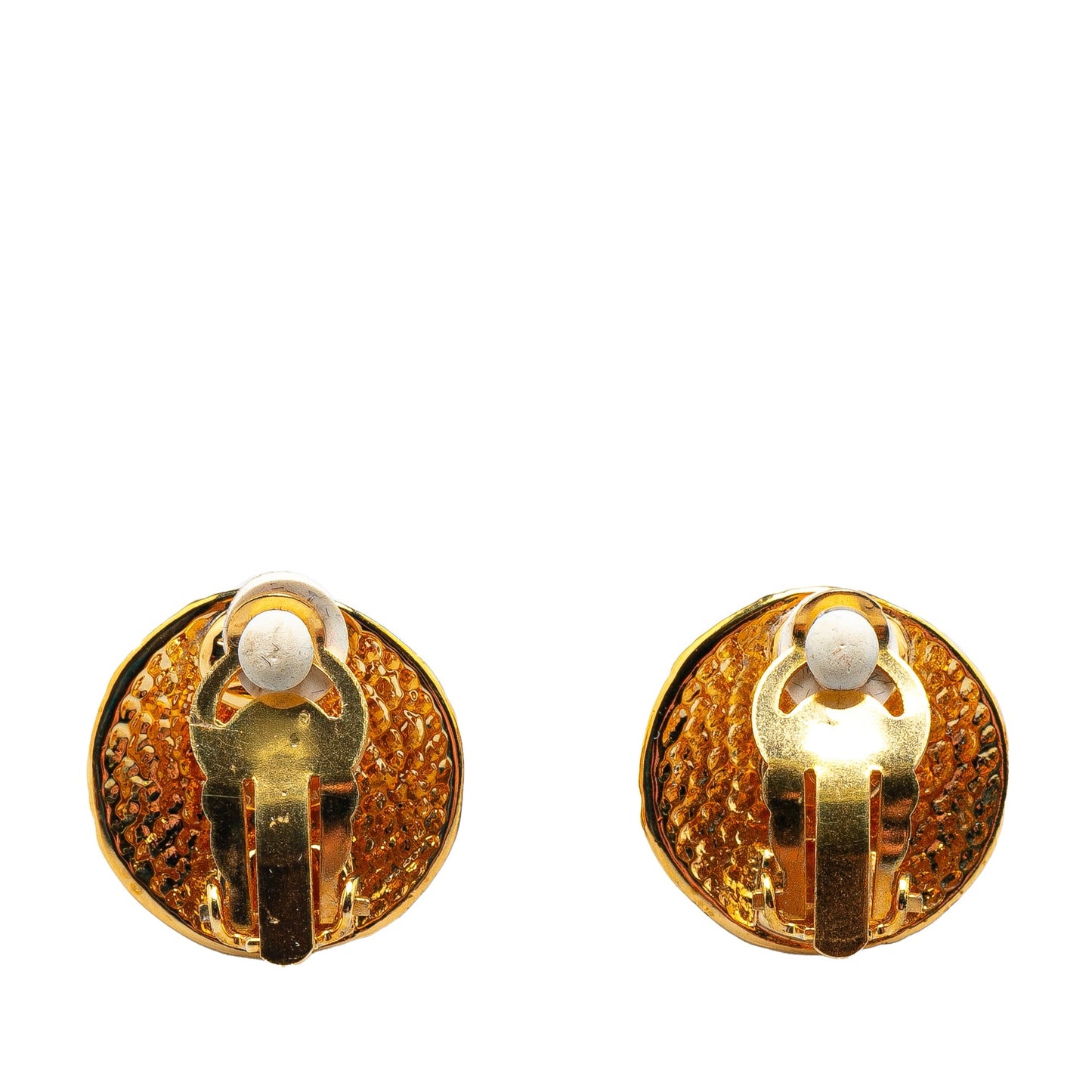 Chanel Gold Plated CC Round Clip on Earrings Gold