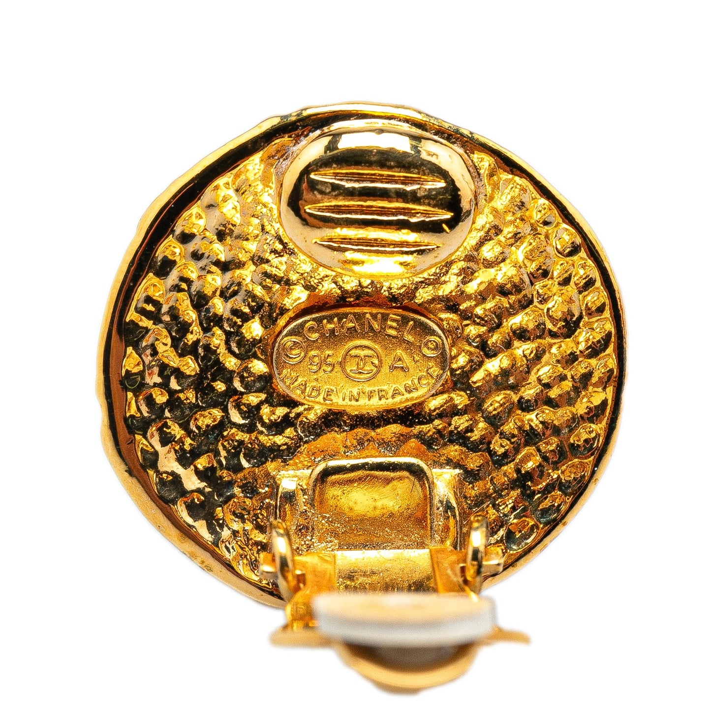 Chanel Gold Plated CC Round Clip on Earrings Gold