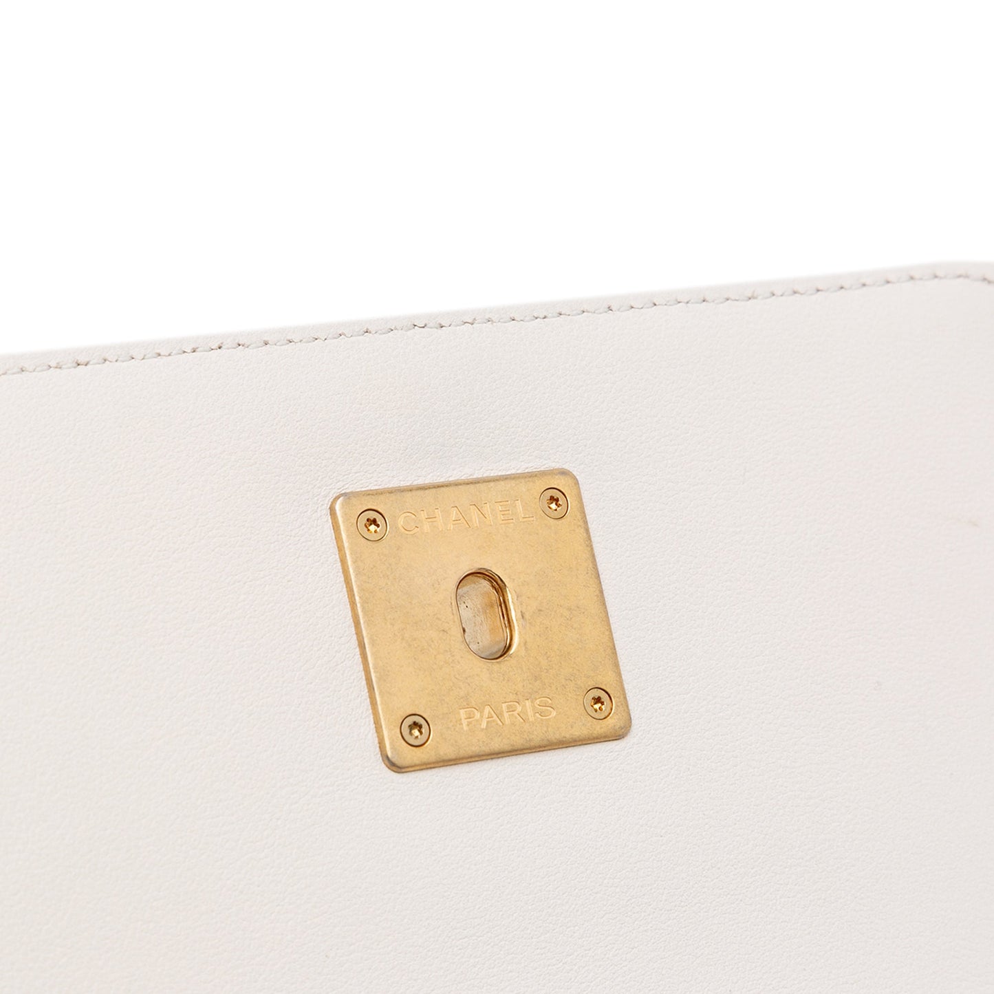 Chanel Small CC Quilted Calfskin Crystal Pearl Full Flap White