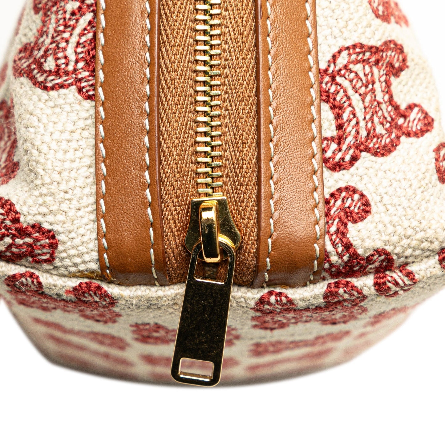 Celine Triomphe Embroidered Canvas Clutch On Chain Brown