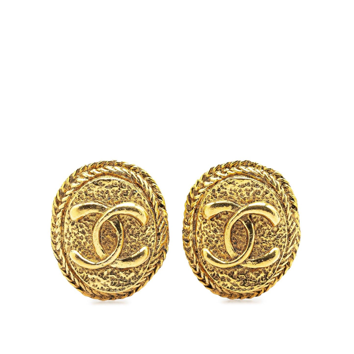 Chanel Gold Plated CC Clip On Earrings Gold