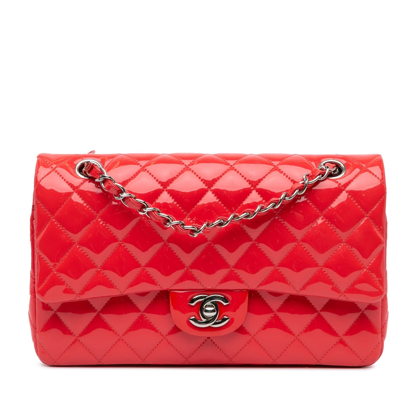 Chanel Medium Classic Patent Double Flap Red