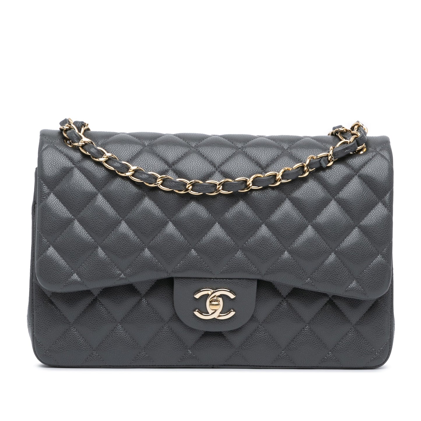 Chanel Jumbo Classic Caviar Double Flap Gray