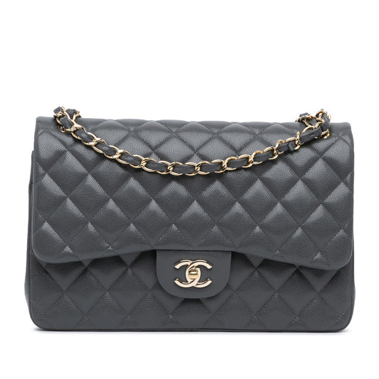 Chanel Jumbo Classic Caviar Double Flap Gray