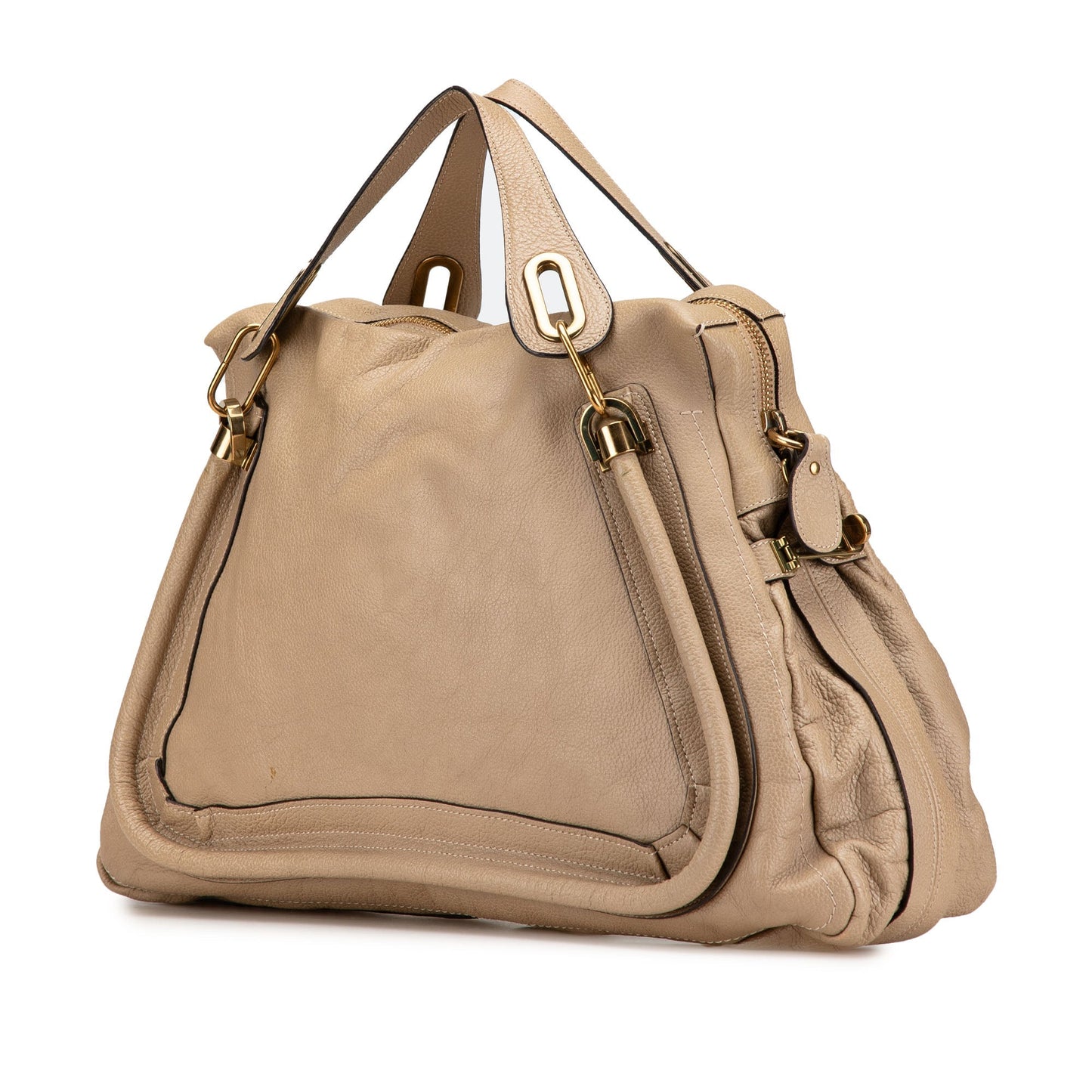 Chloé Large Leather Paraty Satchel Brown