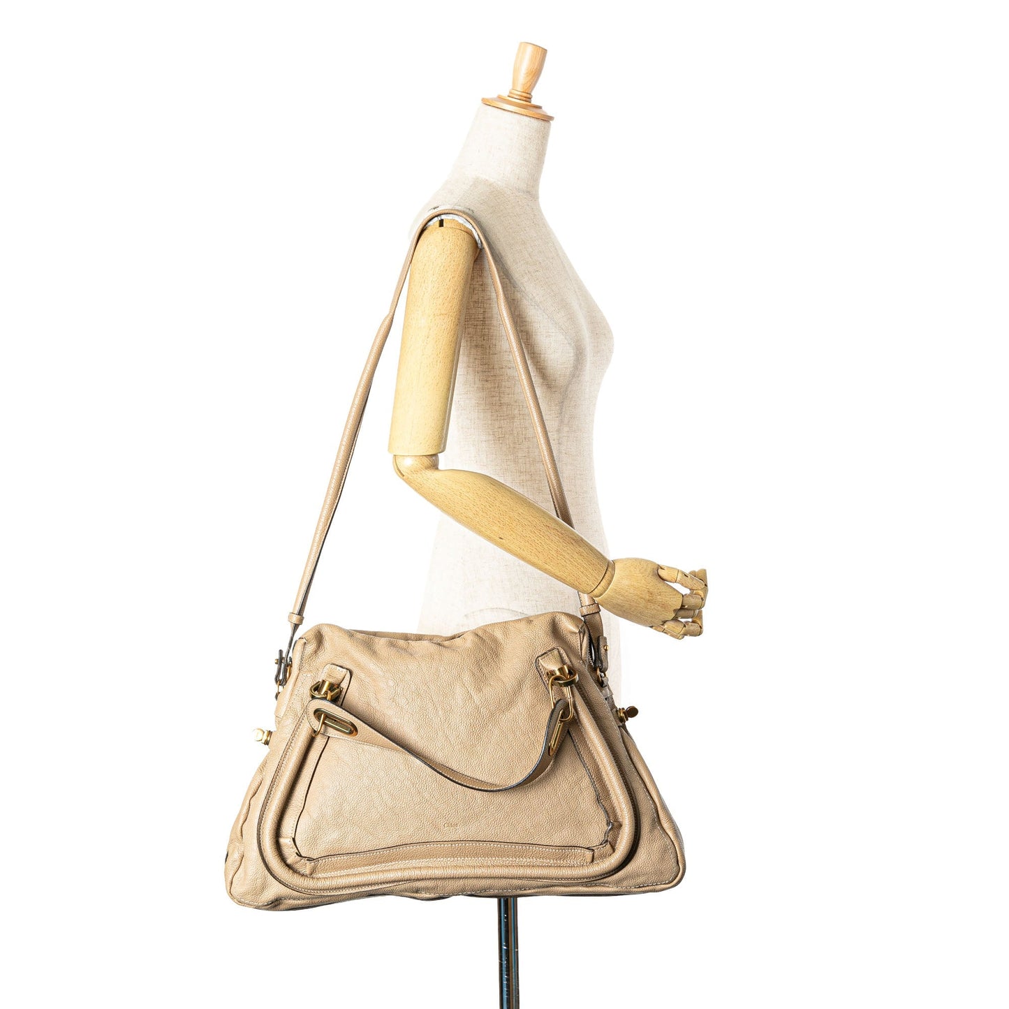 Chloé Large Leather Paraty Satchel Brown