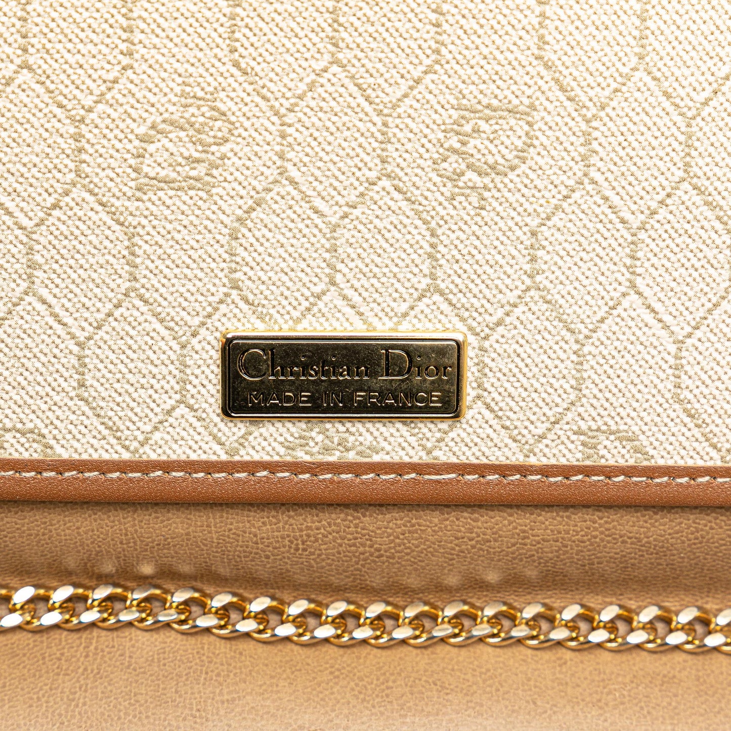 Dior Honeycomb Chain Crossbody Brown
