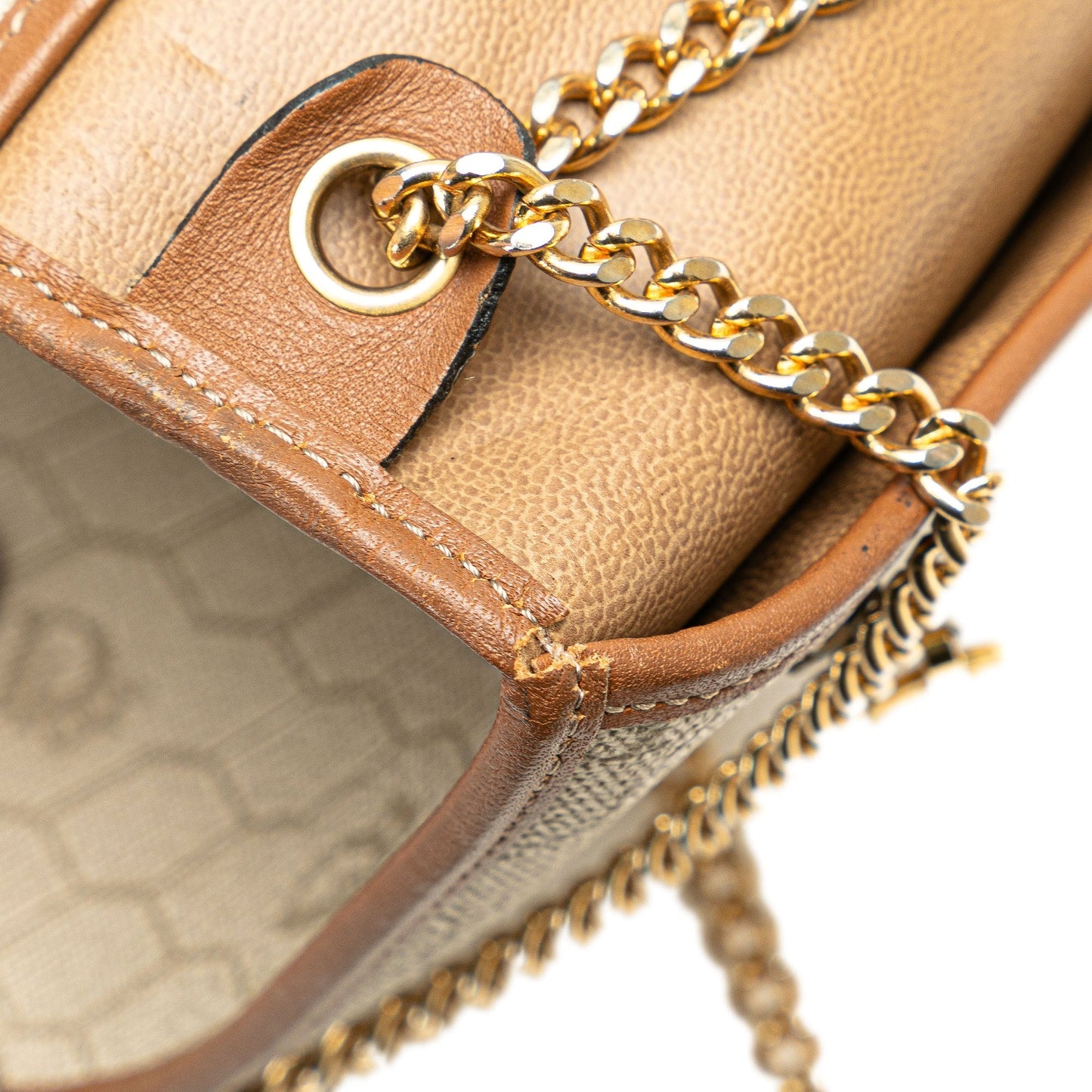 Dior Honeycomb Chain Crossbody Brown