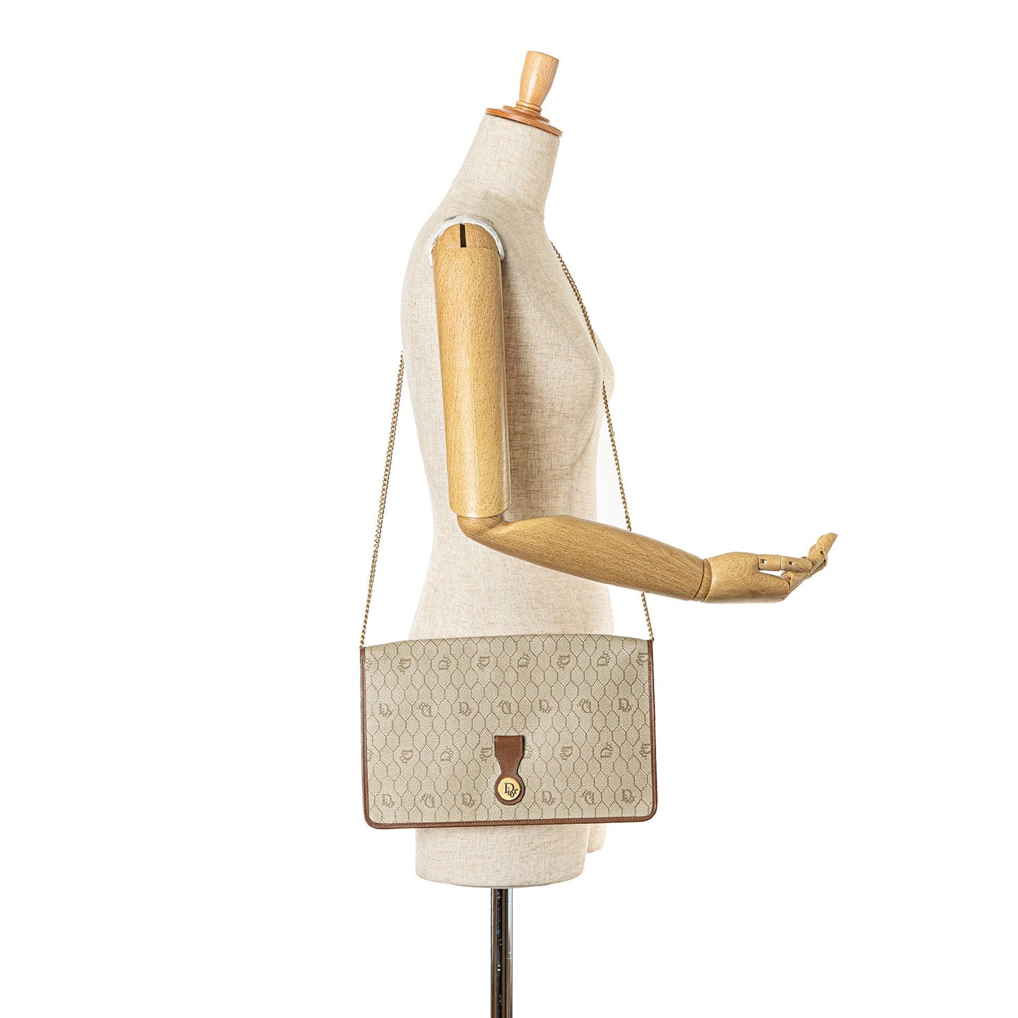 Dior Honeycomb Chain Crossbody Brown