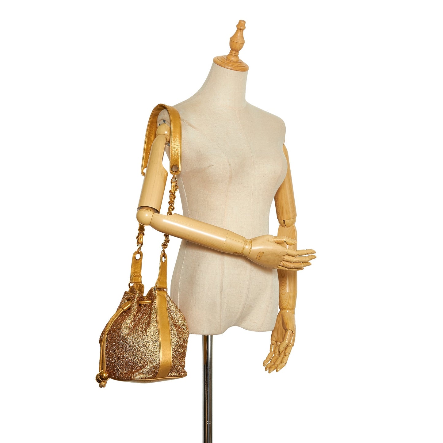 Chanel Brocade Bucket Bag Gold