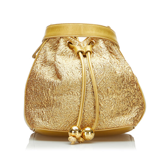 Chanel Brocade Bucket Bag Gold