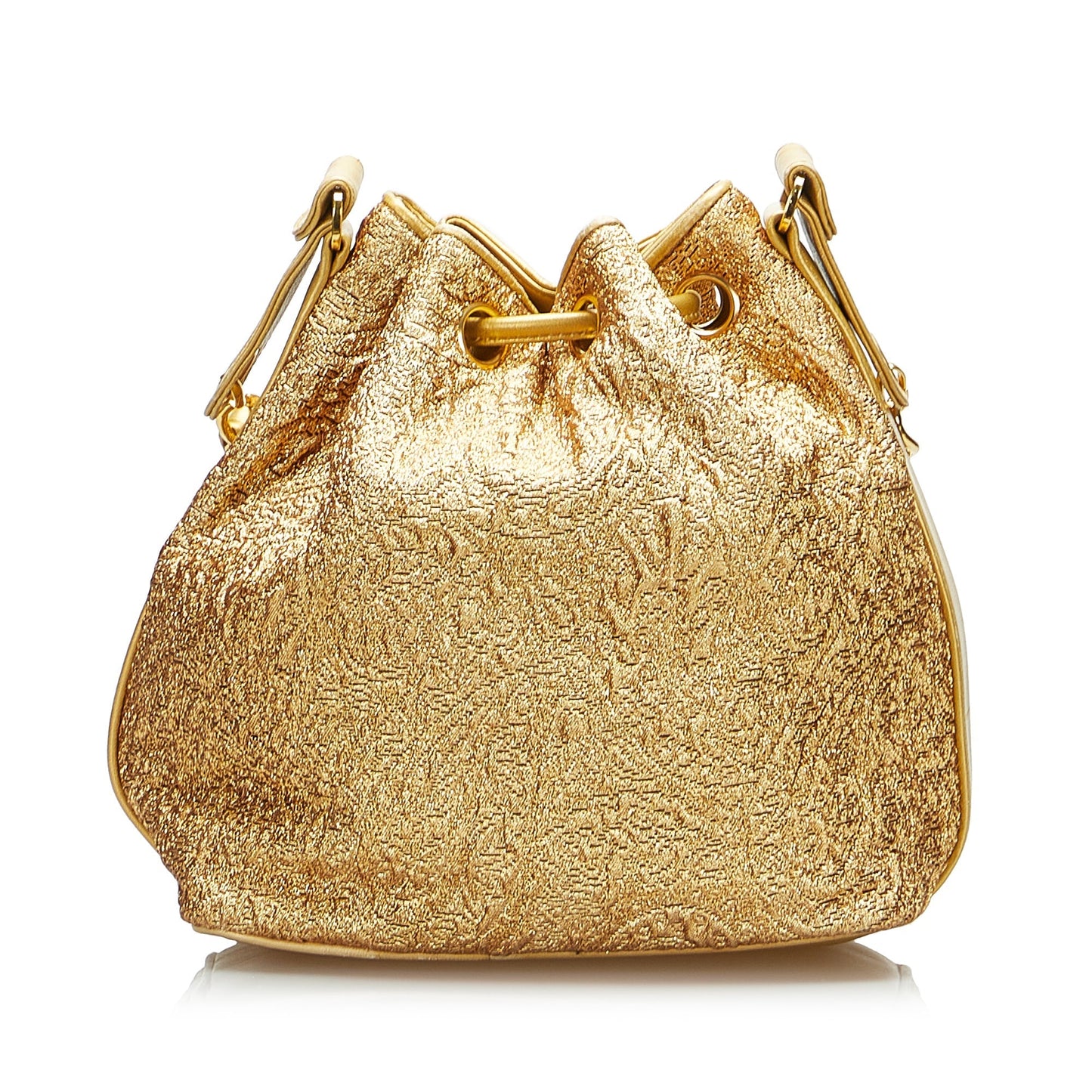 Chanel Brocade Bucket Bag Gold