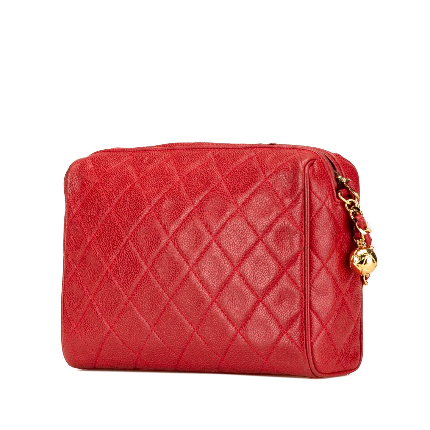 Chanel CC Quilted Caviar Chain Camera Bag Red