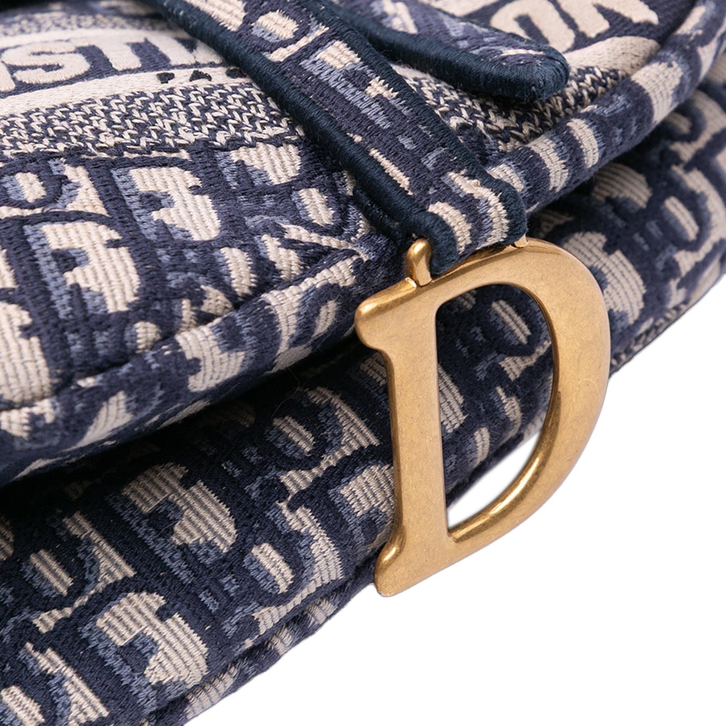 Dior Oblique Embroidered Canvas Saddle Bag Blue