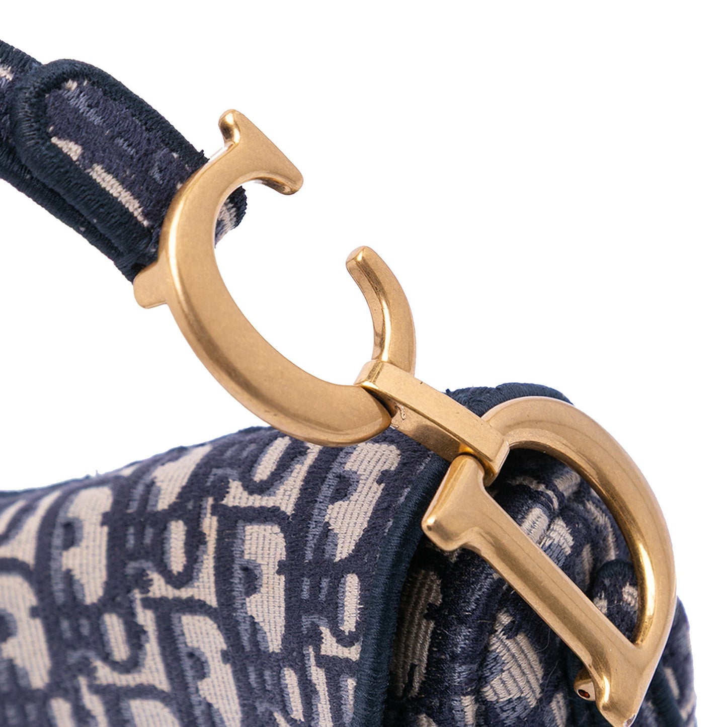 Dior Oblique Embroidered Canvas Saddle Bag Blue