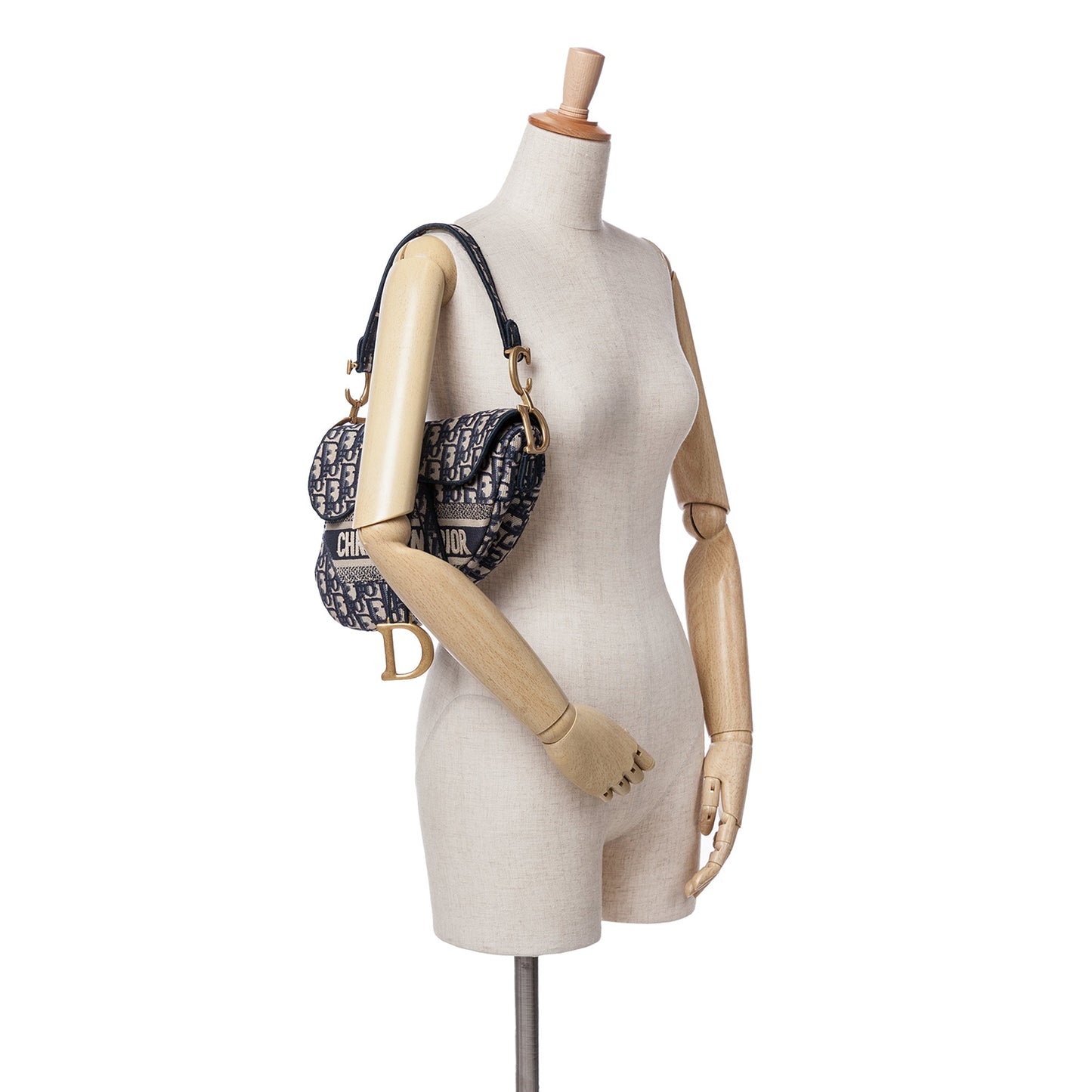 Dior Oblique Embroidered Canvas Saddle Bag Blue