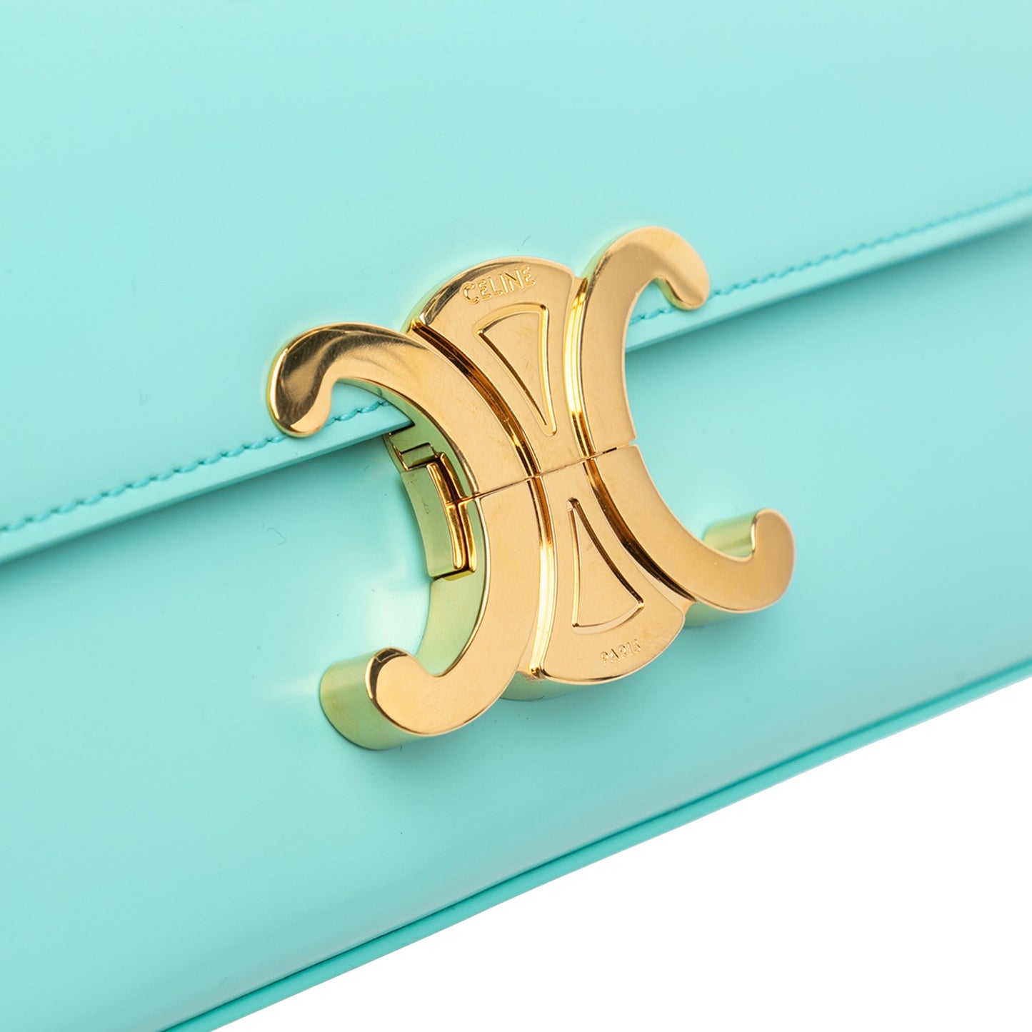 Celine Triomphe Leather Claude Shoulder Bag Blue