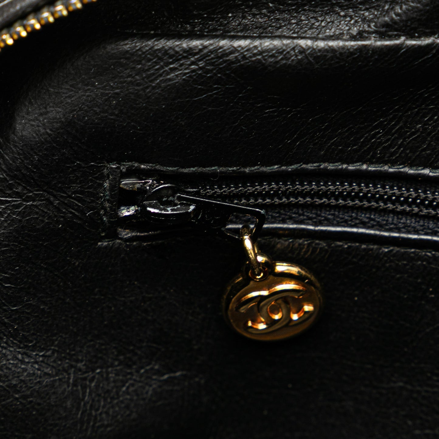 Chanel CC Quilted Lambskin Tassel Crossbody Black