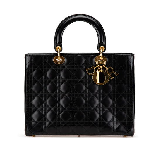 Dior Large Lambskin Cannage Lady Dior Black
