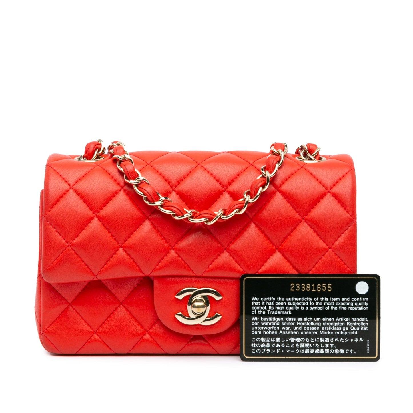Chanel Mini Rectangular Classic Lambskin Single Flap Red