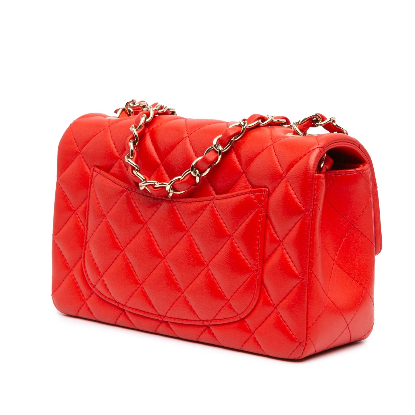 Chanel Mini Rectangular Classic Lambskin Single Flap Red