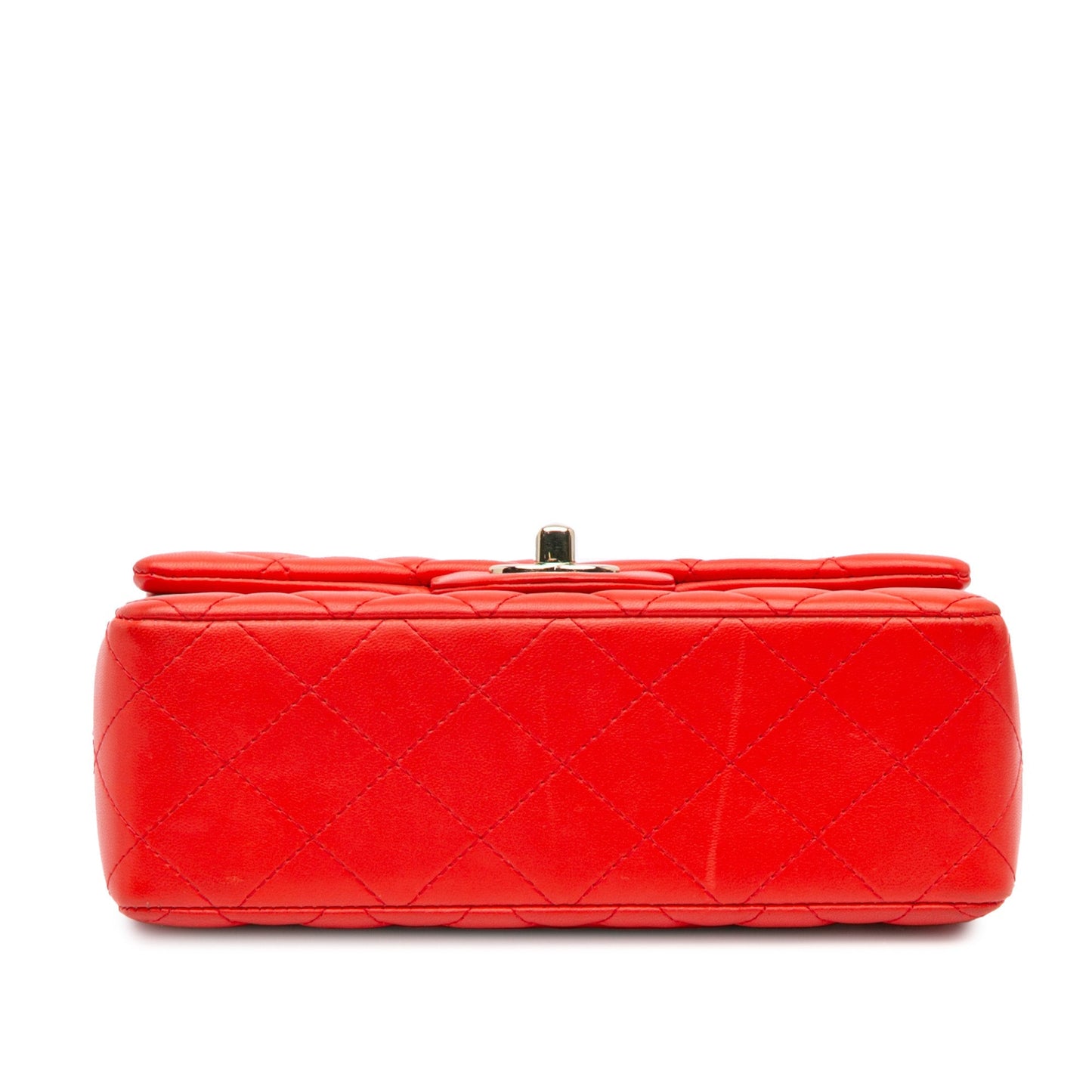 Chanel Mini Rectangular Classic Lambskin Single Flap Red