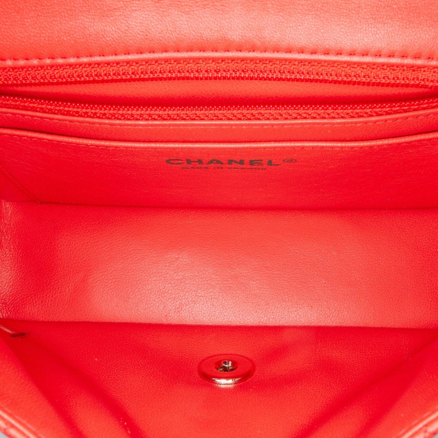 Chanel Mini Rectangular Classic Lambskin Single Flap Red