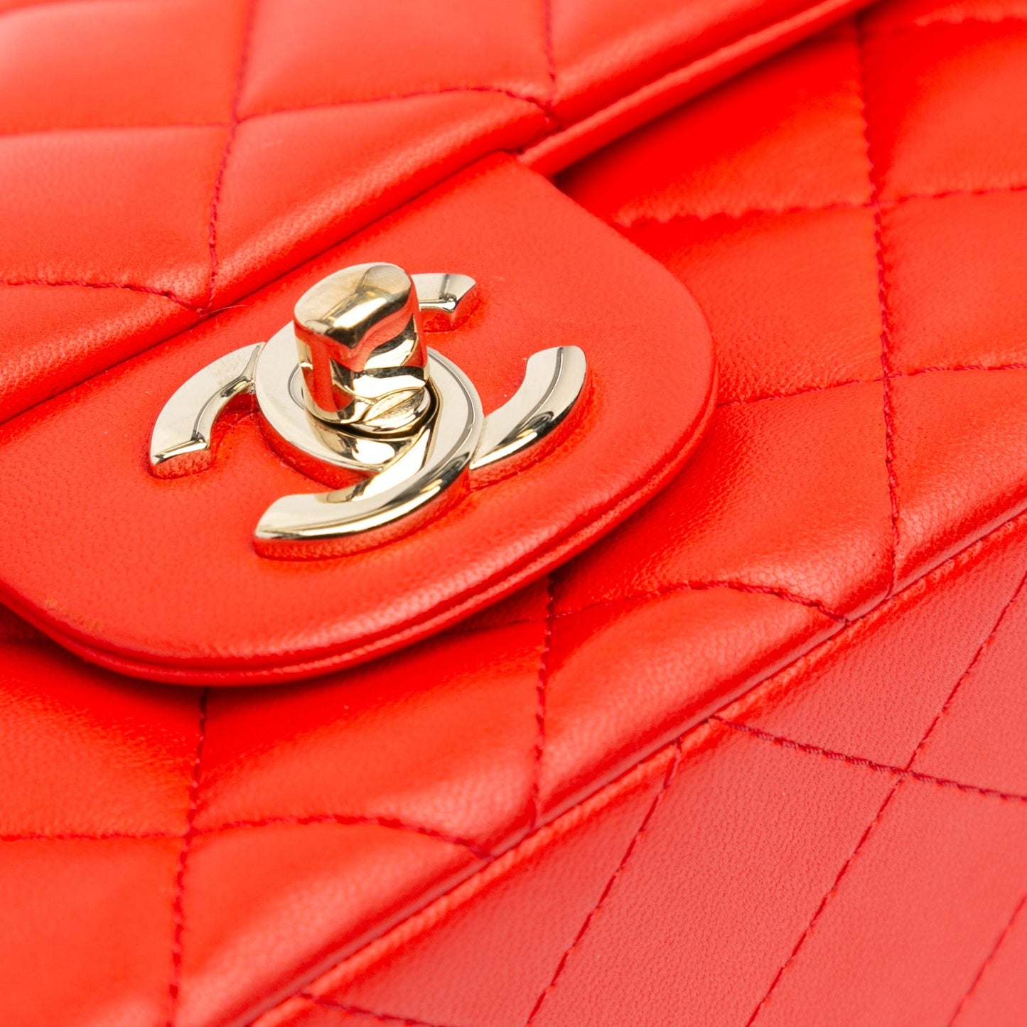 Chanel Mini Rectangular Classic Lambskin Single Flap Red