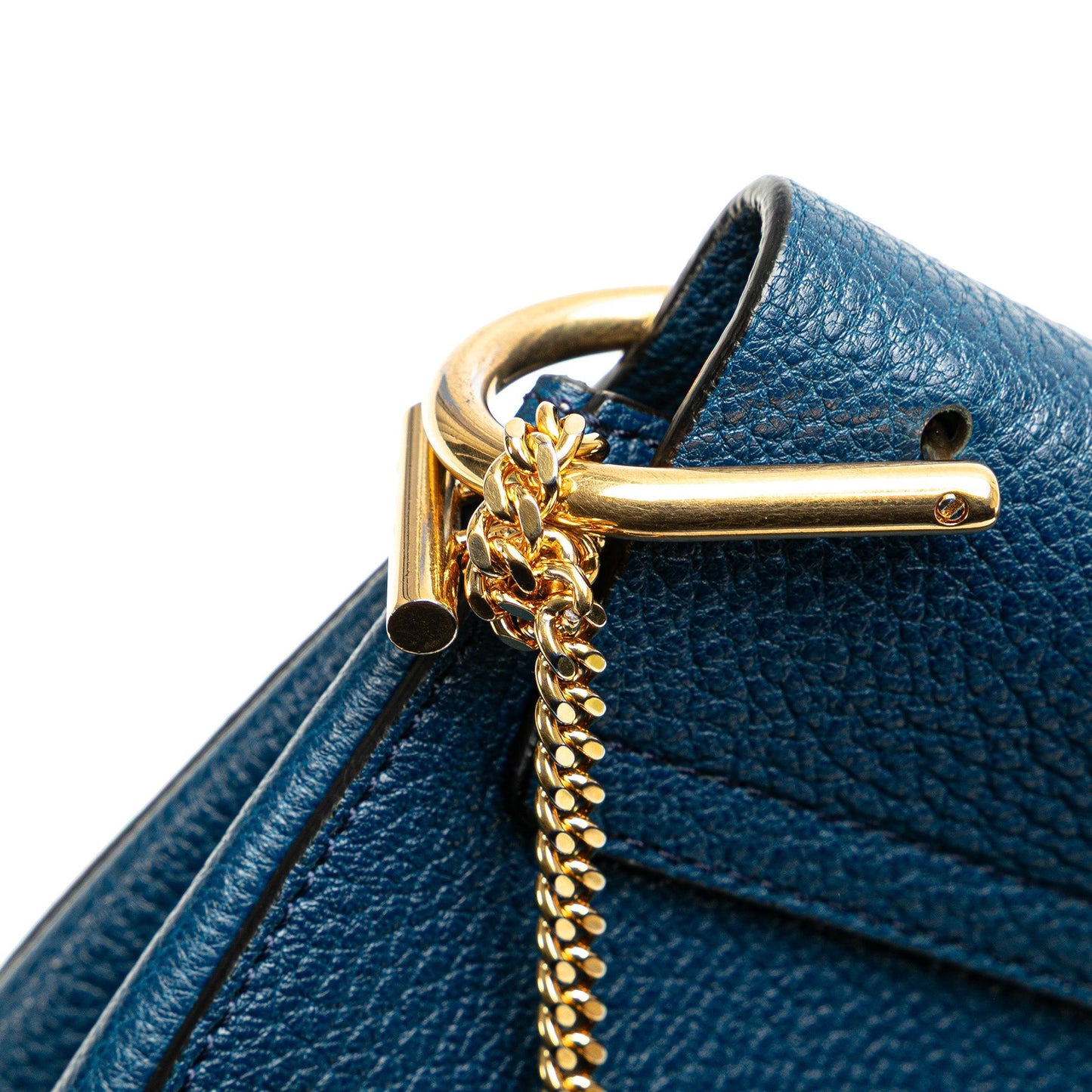 Chloé Small Leather Drew Crossbody Blue