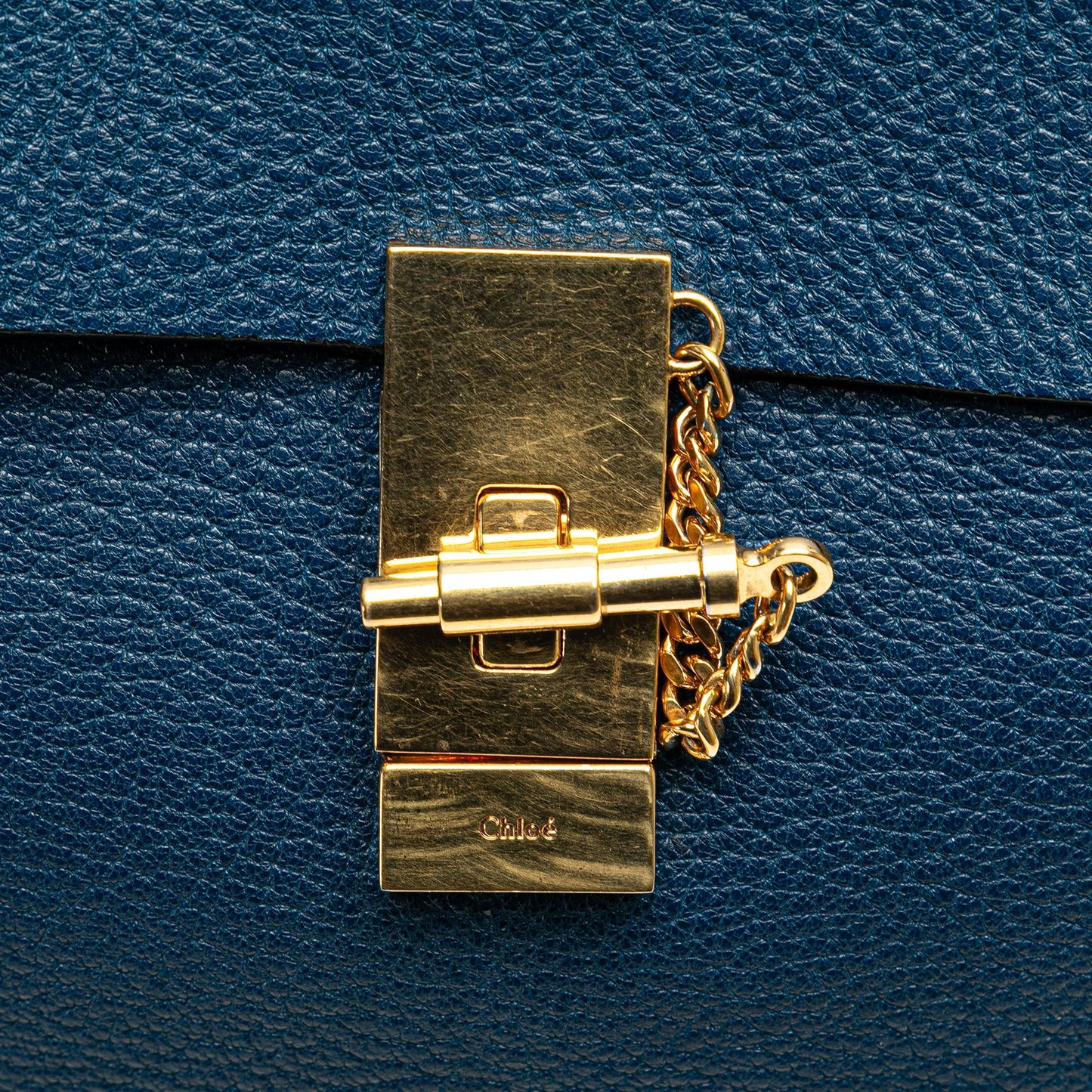 Chloé Small Leather Drew Crossbody Blue