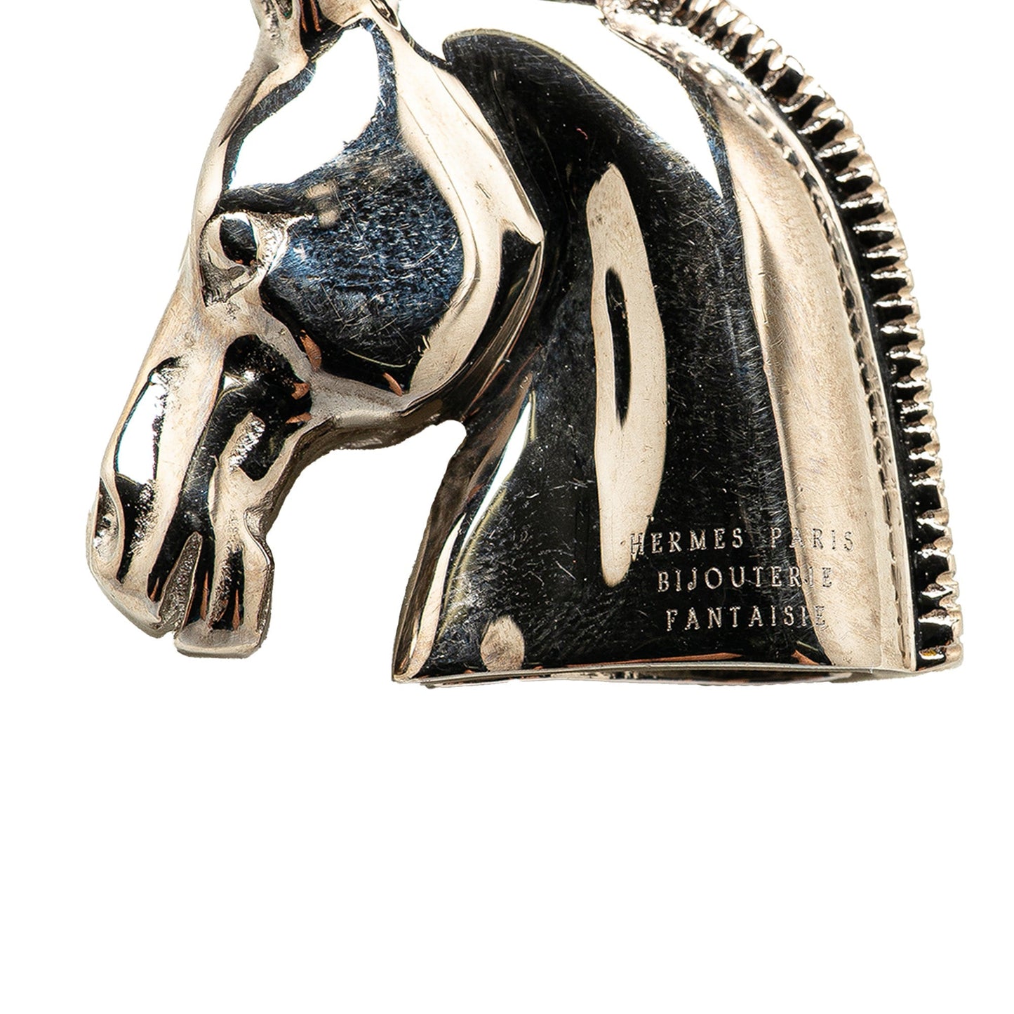 Hermès Palladium Plated Horse Head Pendant Necklace Silver