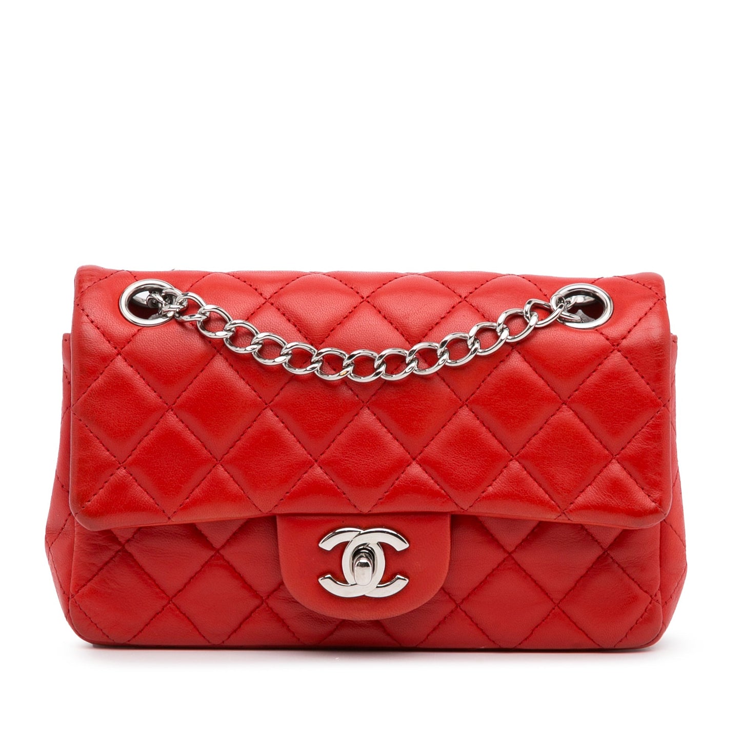 Chanel New Mini Classic Lambskin Single Flap Red