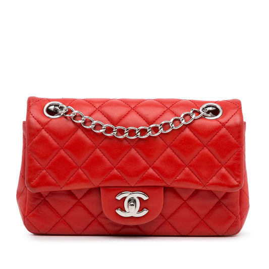 Chanel New Mini Classic Lambskin Single Flap Red